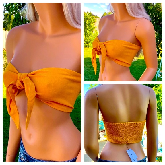 NWT TOPSHOP Sunny Bandeau Sash Tie Tube Crop Top - Picture 8 of 16
